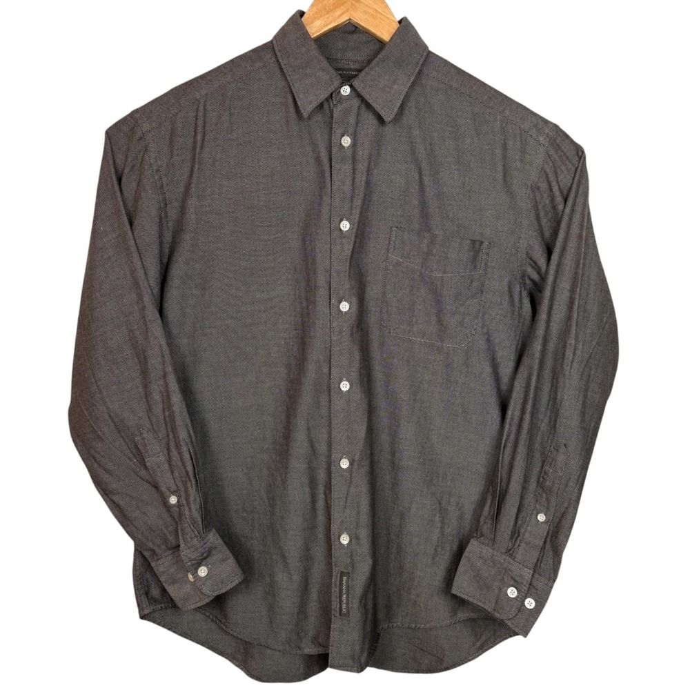 Banana Republic Mens Medium Charcoal Gray Two Ply Cotton Button Down Shirt